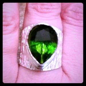 Gorgeous Green Apatite and Silver Ring, Size 6